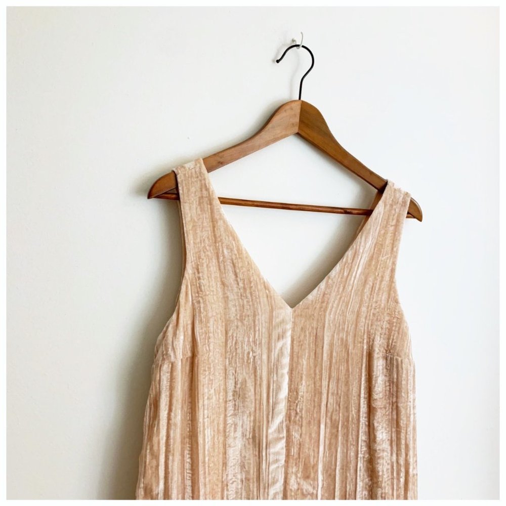 Vintage Pale Pink Velvet Short Mini Dress